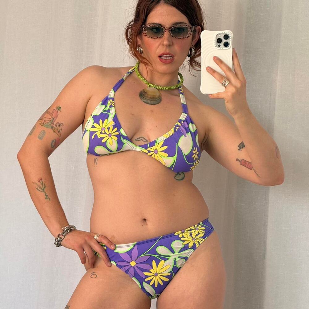Vintage y2k floral halter bikini